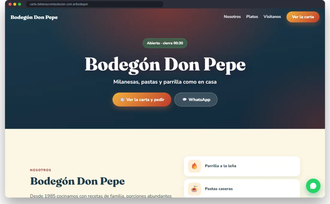 Sitio web del local